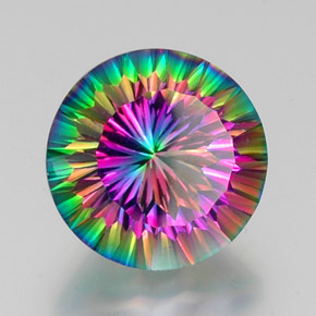 12.13 ct Multicolor Mystic Quartz Stone, Natural Mystic Quartz in Round Concave Cut Shape for Sale