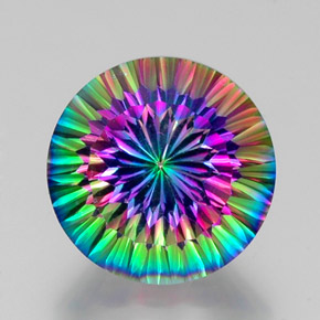 12.41 ct Multicolor Mystic Quartz Gemstone, Mystic Quartz Gem in Round Concave Cut Shape for Sale.