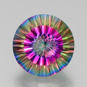 10.62 ct Multicolor Mystic Quartz Gemstone, Mystic Quartz Gem in Round Concave Cut Shape for Sale.