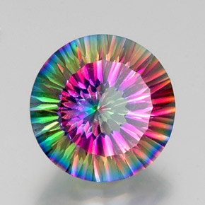 10.62 ct Multicolor Mystic Quartz Stone, Natural Mystic Quartz in Round Concave Cut Shape for Sale