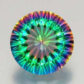 9.61 ct Multicolor Mystic Quartz Gemstone, Mystic Quartz Gem in Round Concave Cut Shape for Sale.