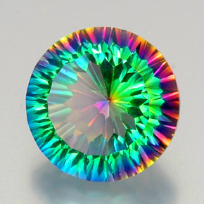 9.61 ct Multicolor Mystic Quartz Stone, Natural Mystic Quartz in Round Concave Cut Shape for Sale