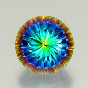 10.13 ct Multicolor Mystic Quartz Gemstone, Mystic Quartz Gem in Round Concave Cut Shape for Sale.