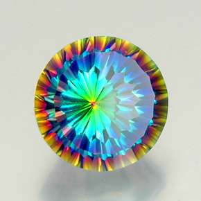 10.13 ct Multicolor Mystic Quartz Stone, Natural Mystic Quartz in Round Concave Cut Shape for Sale