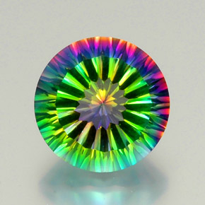 9.44 ct Multicolor Mystic Quartz Gemstone, Mystic Quartz Gem in Round Concave Cut Shape for Sale.