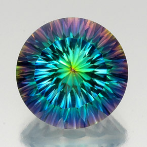 20.94 ct Multicolor Mystic Quartz Gemstone, Mystic Quartz Gem in Round Concave Cut Shape for Sale.