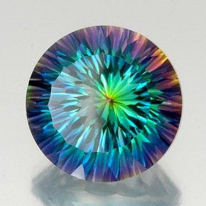 20.94 ct Multicolor Mystic Quartz Stone, Natural Mystic Quartz in Round Concave Cut Shape for Sale