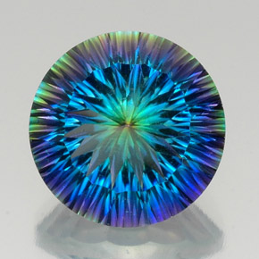 18.65 ct Multicolor Mystic Quartz Gemstone, Mystic Quartz Gem in Round Concave Cut Shape for Sale.