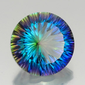 18.65 ct Multicolor Mystic Quartz Stone, Natural Mystic Quartz in Round Concave Cut Shape for Sale