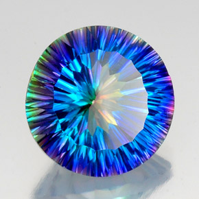 17.28 ct Multicolor Mystic Quartz Stone, Natural Mystic Quartz in Round Concave Cut Shape for Sale