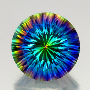 19.83 ct Multicolor Mystic Quartz Gemstone, Mystic Quartz Gem in Round Concave Cut Shape for Sale.