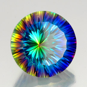 19.83 ct Multicolor Mystic Quartz Stone, Natural Mystic Quartz in Round Concave Cut Shape for Sale