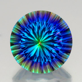 18.27 ct Multicolor Mystic Quartz Gemstone, Mystic Quartz Gem in Round Concave Cut Shape for Sale.