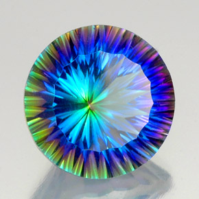 18.27 ct Multicolor Mystic Quartz Stone, Natural Mystic Quartz in Round Concave Cut Shape for Sale