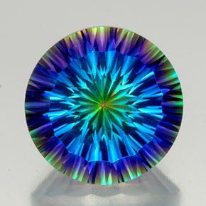 20.04 ct Multicolor Mystic Quartz Gemstone, Mystic Quartz Gem in Round Concave Cut Shape for Sale.