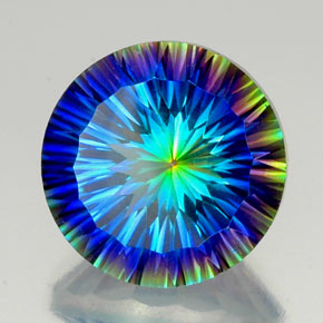 20.04 ct Multicolor Mystic Quartz Stone, Natural Mystic Quartz in Round Concave Cut Shape for Sale