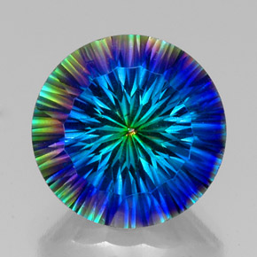 19.19 ct Multicolor Mystic Quartz Gemstone, Mystic Quartz Gem in Round Concave Cut Shape for Sale.