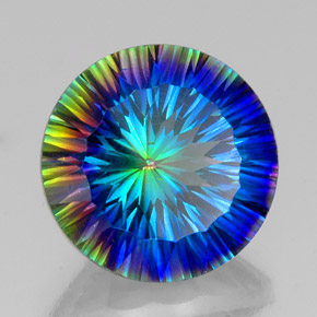 19.19 ct Multicolor Mystic Quartz Stone, Natural Mystic Quartz in Round Concave Cut Shape for Sale