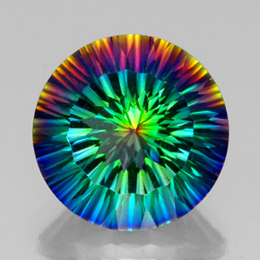 18.92 ct Multicolor Mystic Quartz Gemstone, Mystic Quartz Gem in Round Concave Cut Shape for Sale.