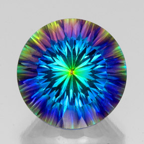 20.14 ct Multicolor Mystic Quartz Gemstone, Mystic Quartz Gem in Round Concave Cut Shape for Sale.