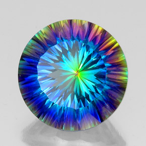 20.14 ct Multicolor Mystic Quartz Stone, Natural Mystic Quartz in Round Concave Cut Shape for Sale