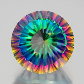 10.49 ct Multicolor Mystic Quartz Gemstone, Mystic Quartz Gem in Round Concave Cut Shape for Sale.