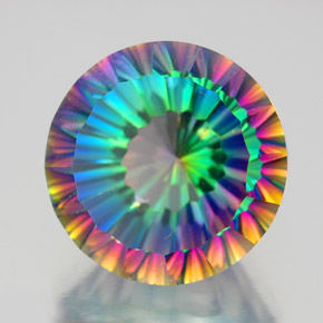 10.49 ct Multicolor Mystic Quartz Stone, Natural Mystic Quartz in Round Concave Cut Shape for Sale