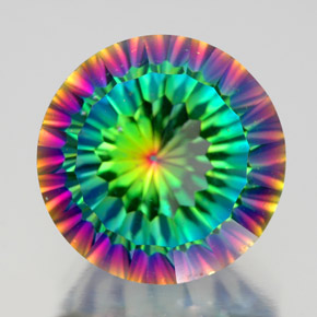 10.29 ct Multicolor Mystic Quartz Gemstone, Mystic Quartz Gem in Round Concave Cut Shape for Sale.