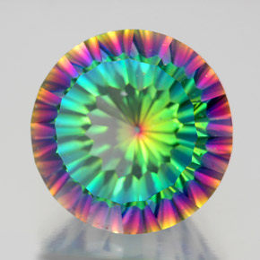 10.29 ct Multicolor Mystic Quartz Stone, Natural Mystic Quartz in Round Concave Cut Shape for Sale