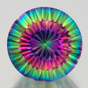 12.17 ct Multicolor Mystic Quartz Gemstone, Mystic Quartz Gem in Round Concave Cut Shape for Sale.