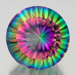 12.17 ct Multicolor Mystic Quartz Stone, Natural Mystic Quartz in Round Concave Cut Shape for Sale