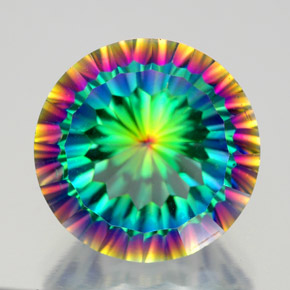 9.81 ct Multicolor Mystic Quartz Gemstone, Mystic Quartz Gem in Round Concave Cut Shape for Sale.