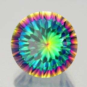 9.81 ct Multicolor Mystic Quartz Stone, Natural Mystic Quartz in Round Concave Cut Shape for Sale
