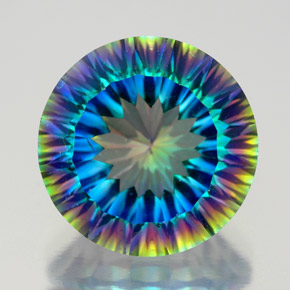 9.20 ct Multicolor Mystic Quartz Gemstone, Mystic Quartz Gem in Round Concave Cut Shape for Sale.