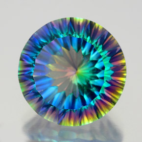 9.20 ct Multicolor Mystic Quartz Stone, Natural Mystic Quartz in Round Concave Cut Shape for Sale