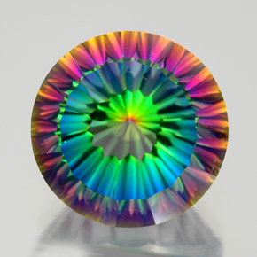 10.84 ct Multicolor Mystic Quartz Gemstone, Mystic Quartz Gem in Round Concave Cut Shape for Sale.