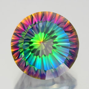 10.84 ct Multicolor Mystic Quartz Stone, Natural Mystic Quartz in Round Concave Cut Shape for Sale