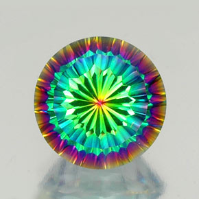 9.76 ct Multicolor Mystic Quartz Gemstone, Mystic Quartz Gem in Round Concave Cut Shape for Sale.
