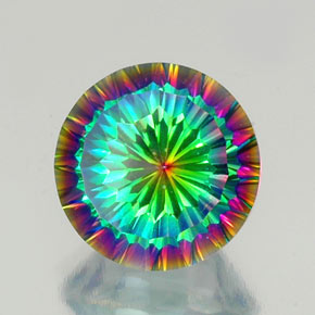 9.76 ct Multicolor Mystic Quartz Stone, Natural Mystic Quartz in Round Concave Cut Shape for Sale