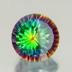 10.32 ct Multicolor Mystic Quartz Stone, Natural Mystic Quartz in Round Concave Cut Shape for Sale