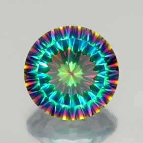 9.63 ct Multicolor Mystic Quartz Gemstone, Mystic Quartz Gem in Round Concave Cut Shape for Sale.