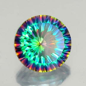 9.63 ct Multicolor Mystic Quartz Stone, Natural Mystic Quartz in Round Concave Cut Shape for Sale