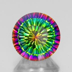 10.08 ct Multicolor Mystic Quartz Gemstone, Mystic Quartz Gem in Round Concave Cut Shape for Sale.