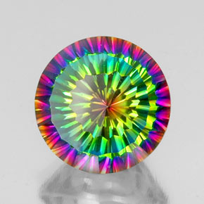 10.08 ct Multicolor Mystic Quartz Stone, Natural Mystic Quartz in Round Concave Cut Shape for Sale