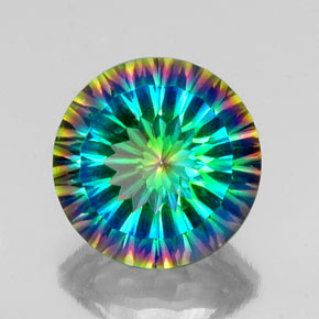 9.10 ct Multicolor Mystic Quartz Gemstone, Mystic Quartz Gem in Round Concave Cut Shape for Sale.