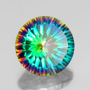 9.10 ct Multicolor Mystic Quartz Stone, Natural Mystic Quartz in Round Concave Cut Shape for Sale