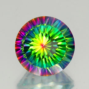 10.50 ct Multicolor Mystic Quartz Gemstone, Mystic Quartz Gem in Round Concave Cut Shape for Sale.