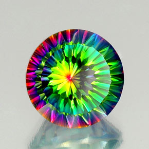 10.50 ct Multicolor Mystic Quartz Stone, Natural Mystic Quartz in Round Concave Cut Shape for Sale