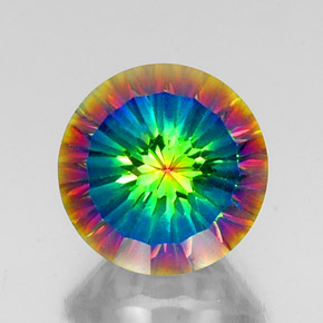 10.27 ct Multicolor Mystic Quartz Gemstone, Mystic Quartz Gem in Round Concave Cut Shape for Sale.