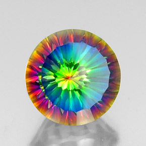 10.27 ct Multicolor Mystic Quartz Stone, Natural Mystic Quartz in Round Concave Cut Shape for Sale